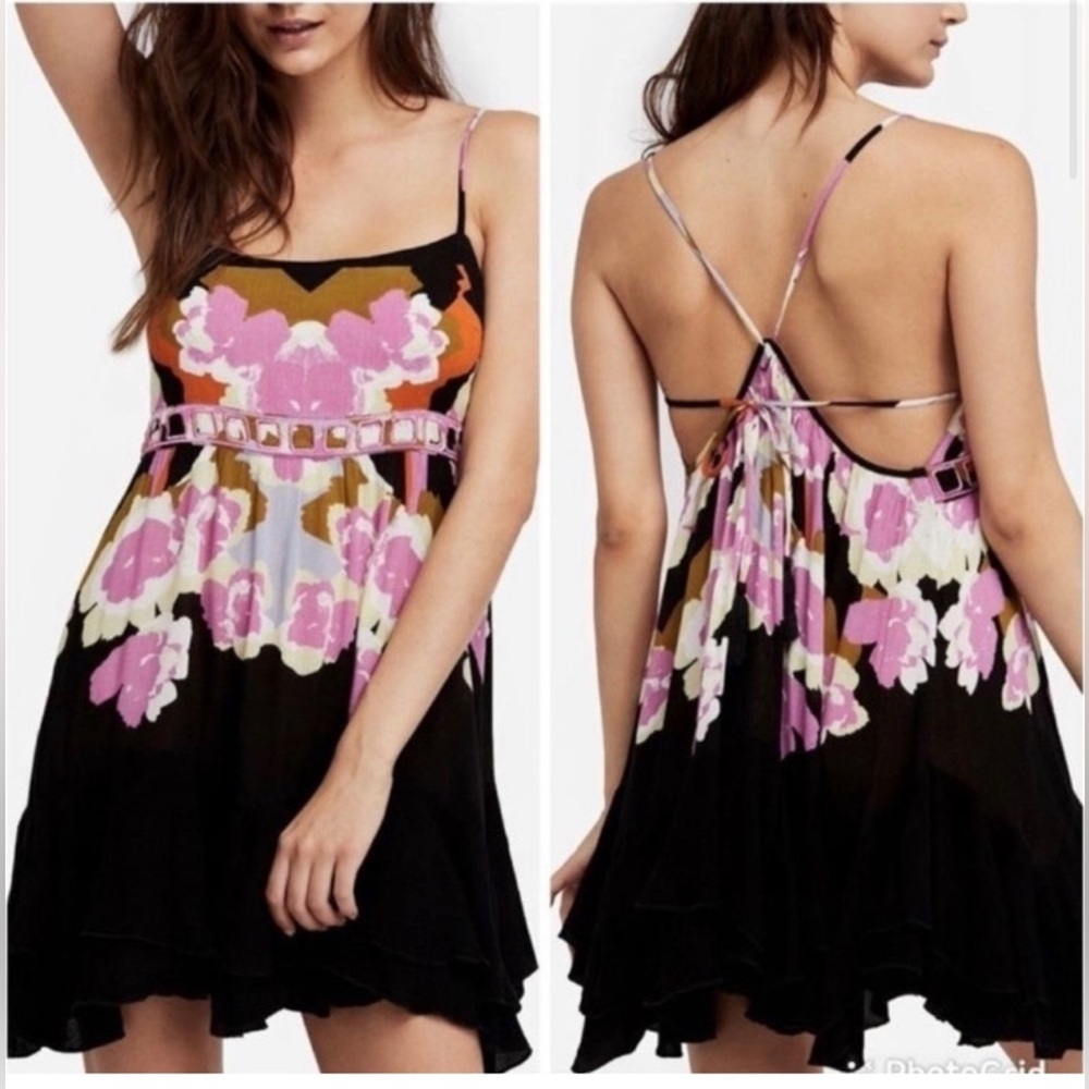 Free People Sweet Lucy Slip Mini Floral print Dress in size small.